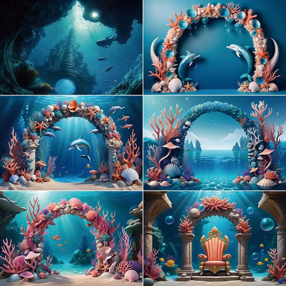 

MOON.QG Newborn Baby First Birthday Background Photography Coral Seaweed Arch Photozone Backdrop Children Studio Photozone Props