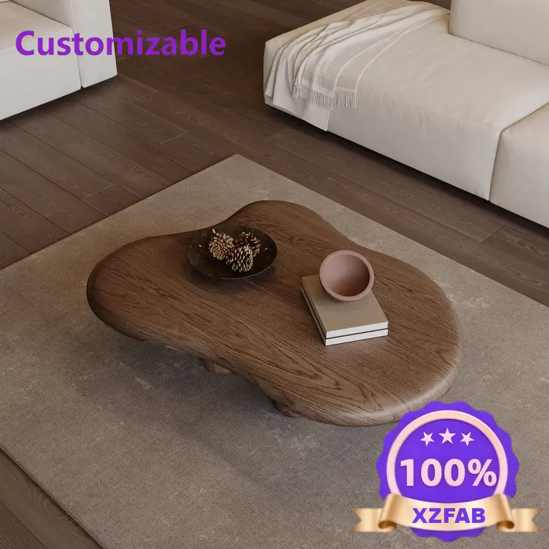 Factory Direct 2026 Tavolino da Caffè in Legno Massello Impiallacciato a Forma di Nuvola, Tavolino Irregolare di Lusso