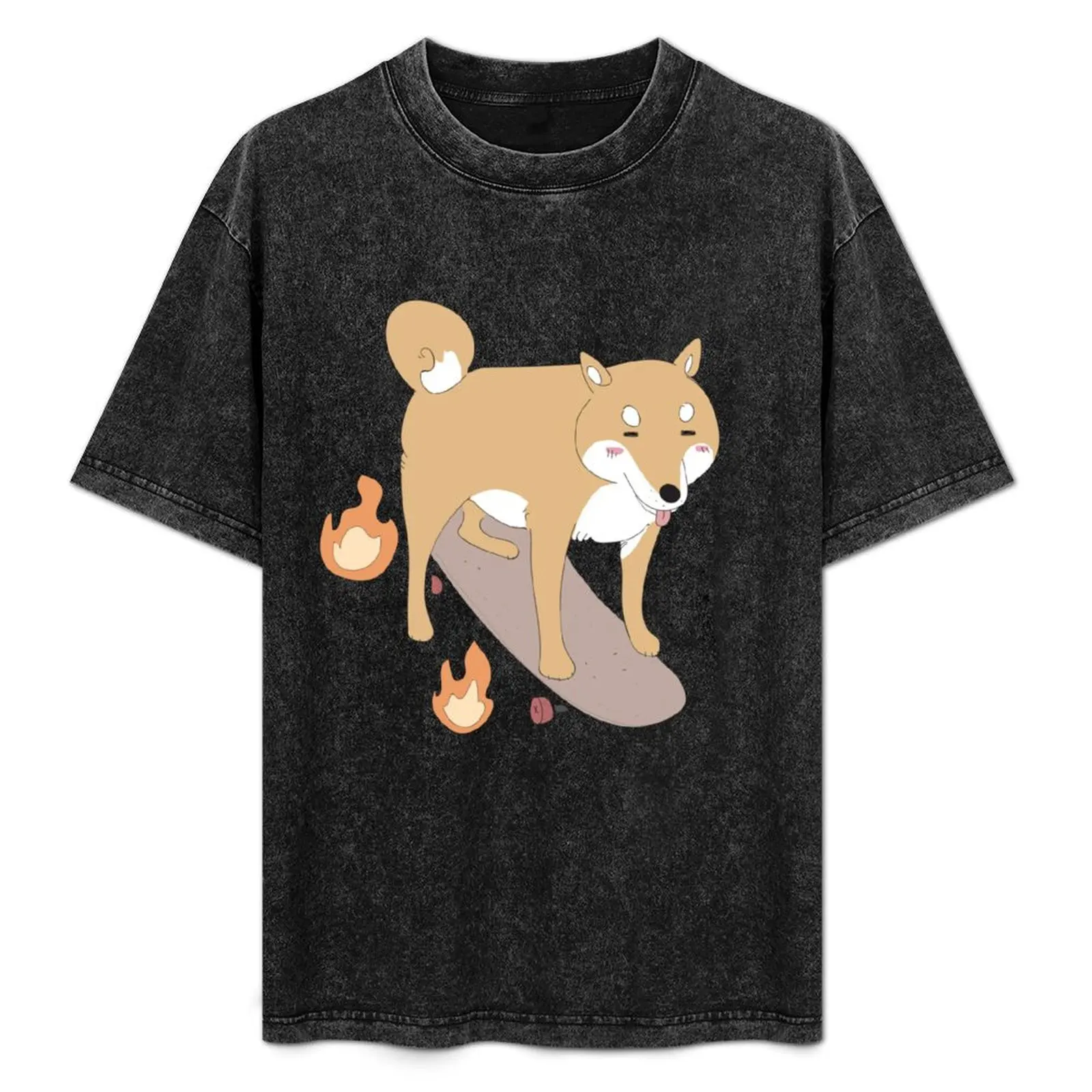 

Shiba Inu Skate Doggo Meme - flames version T-Shirt anime Funny t-shirts graphic shirts fitted t shirts for men