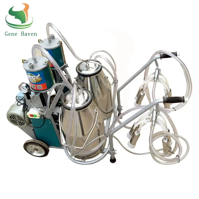 

Double Buckets Piston Pump Milking Machine for Cow, Goat, Portable Milking Machine