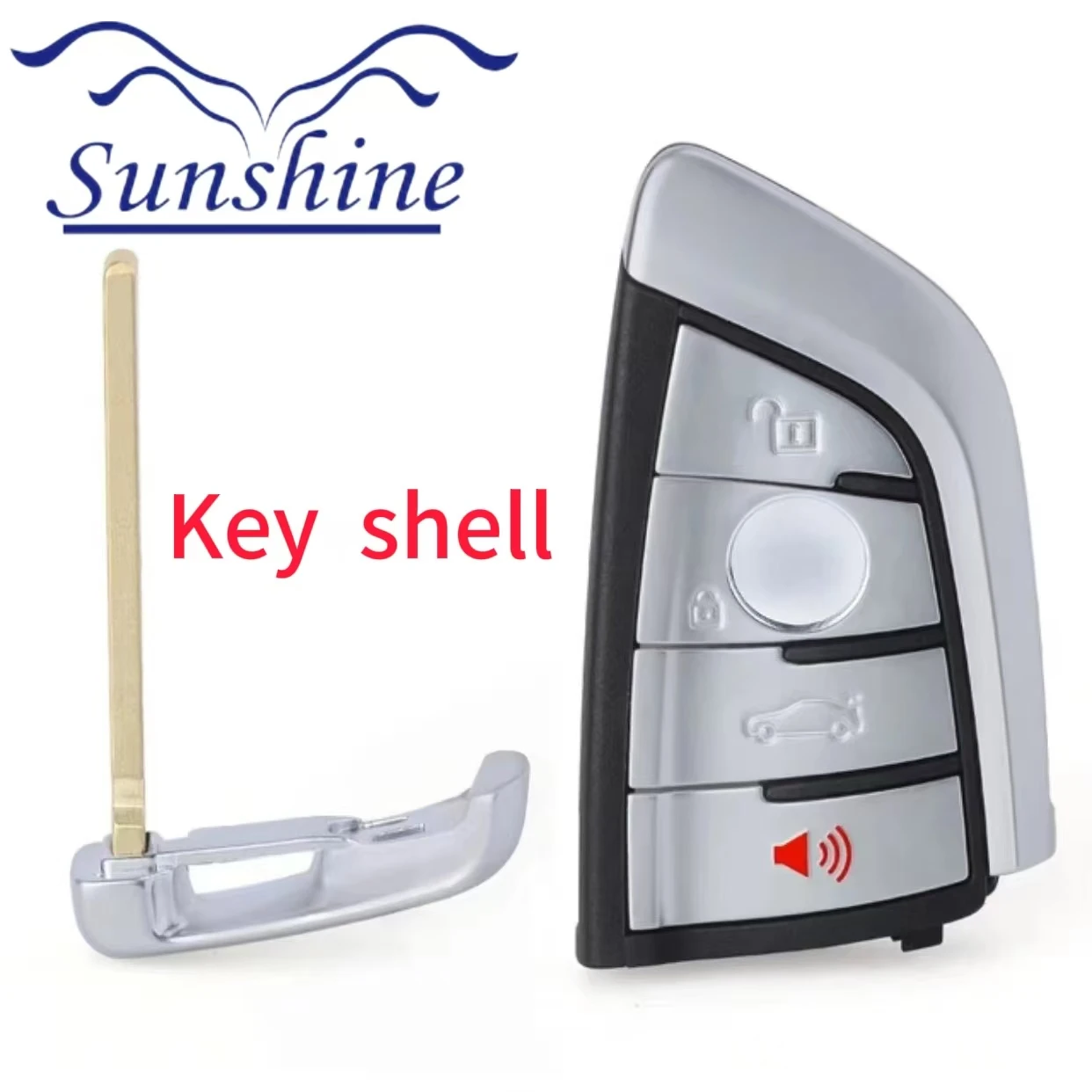 

Sunshine 4 Buttons Black/Silver Smart Card Car Key Shell Case For BMW 1 2 7 Series X1 X5 X6 X5M X6M F Class Remote Key