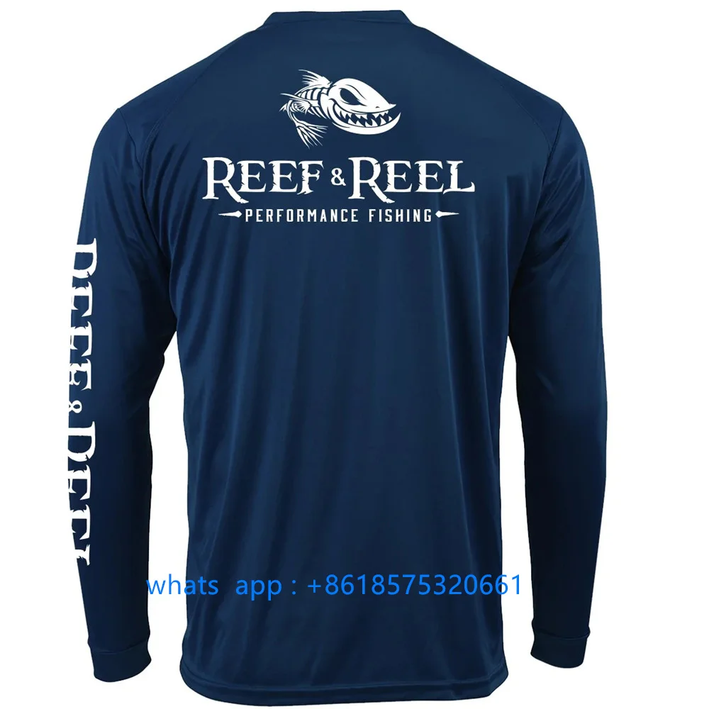 Reef&Reel Men Fishing Long Sleeve Shirt Outdoor Activities Hiking Fishing Sun Protection Performance Shirt Camisa De Pesca 2023