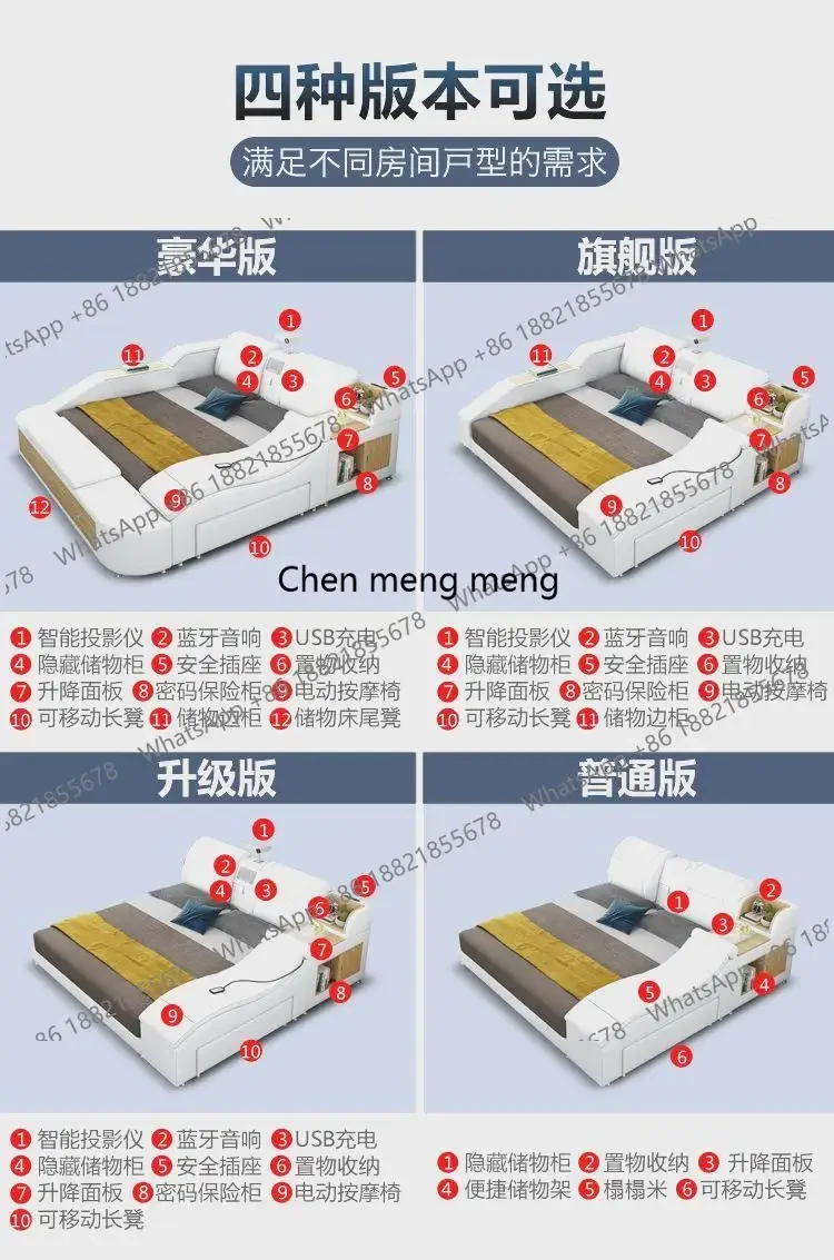 Cute Aesthetic Bed White Cream Wooden Modern Soft Comfortable Ergonomic Luxury Bed Fashion Letto Matrimoniale Home Furniture