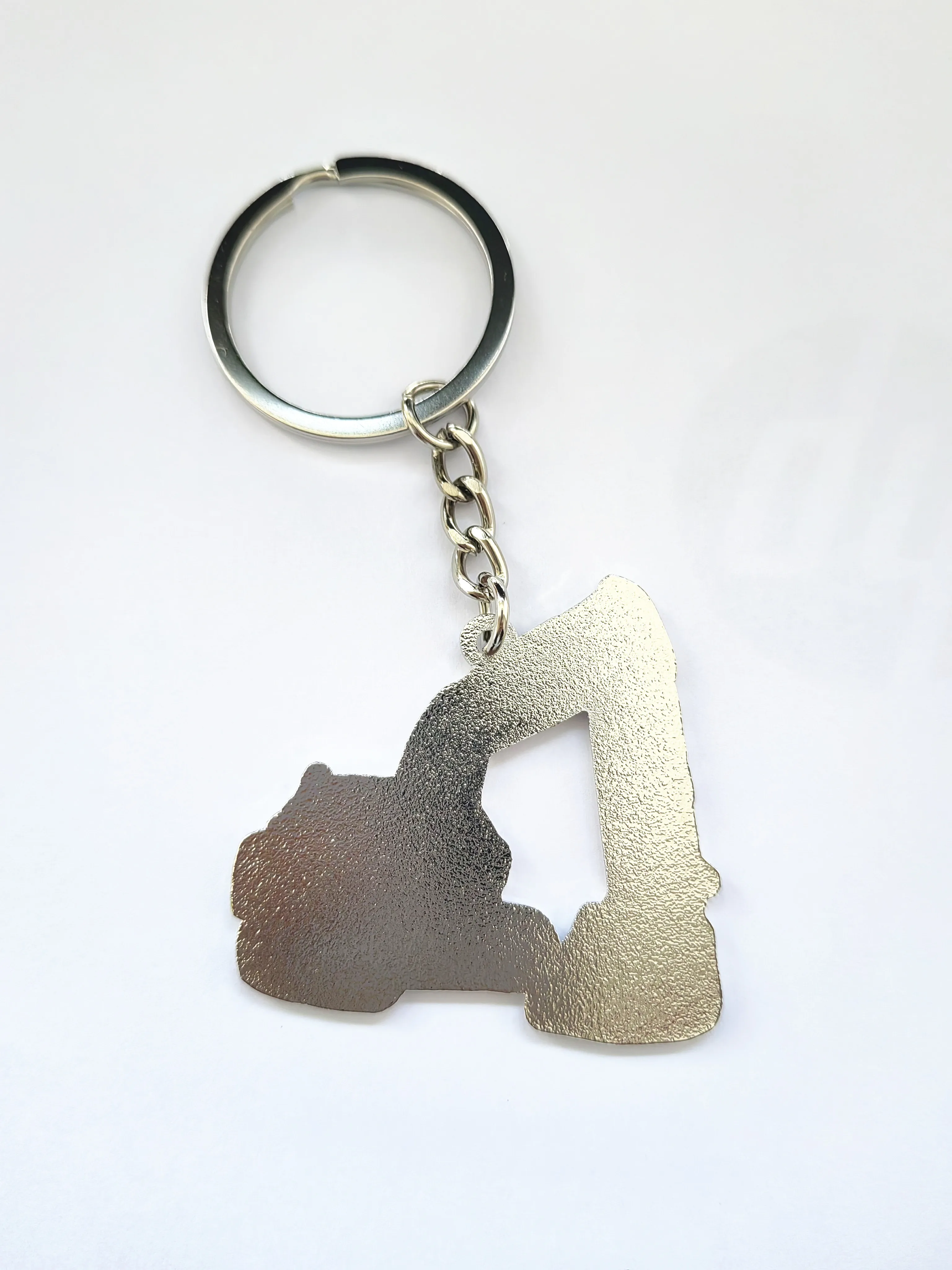 Excavator charm silver zinc alloy keychain Excavator Backhoe Keychain