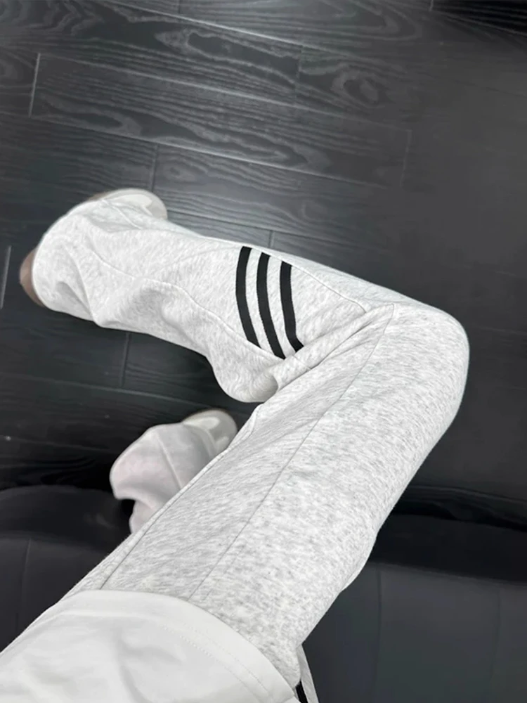 Men's Loose Straight Leg Sweatpants Heavyweight Casual Leisure Pants Autumn Season American Sle Cleit Trousers White ey...