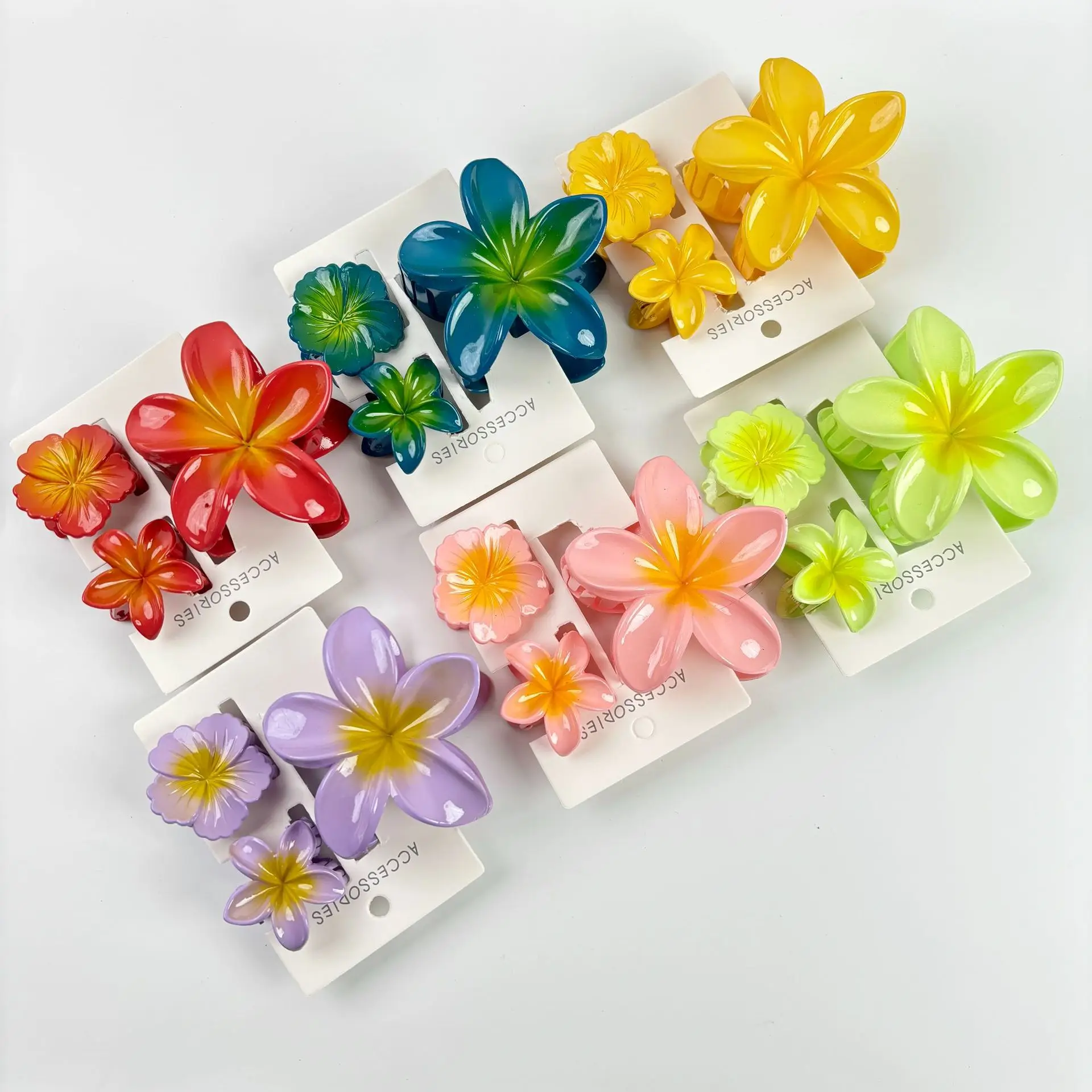 3 pz/set Fiore Coreano Coloful Gradiente Artiglio Dei Capelli Coda di Cavallo Cip Barrette Tornante Per Le Donne Vacanza Estiva Spiaggia Accessori Per Capelli