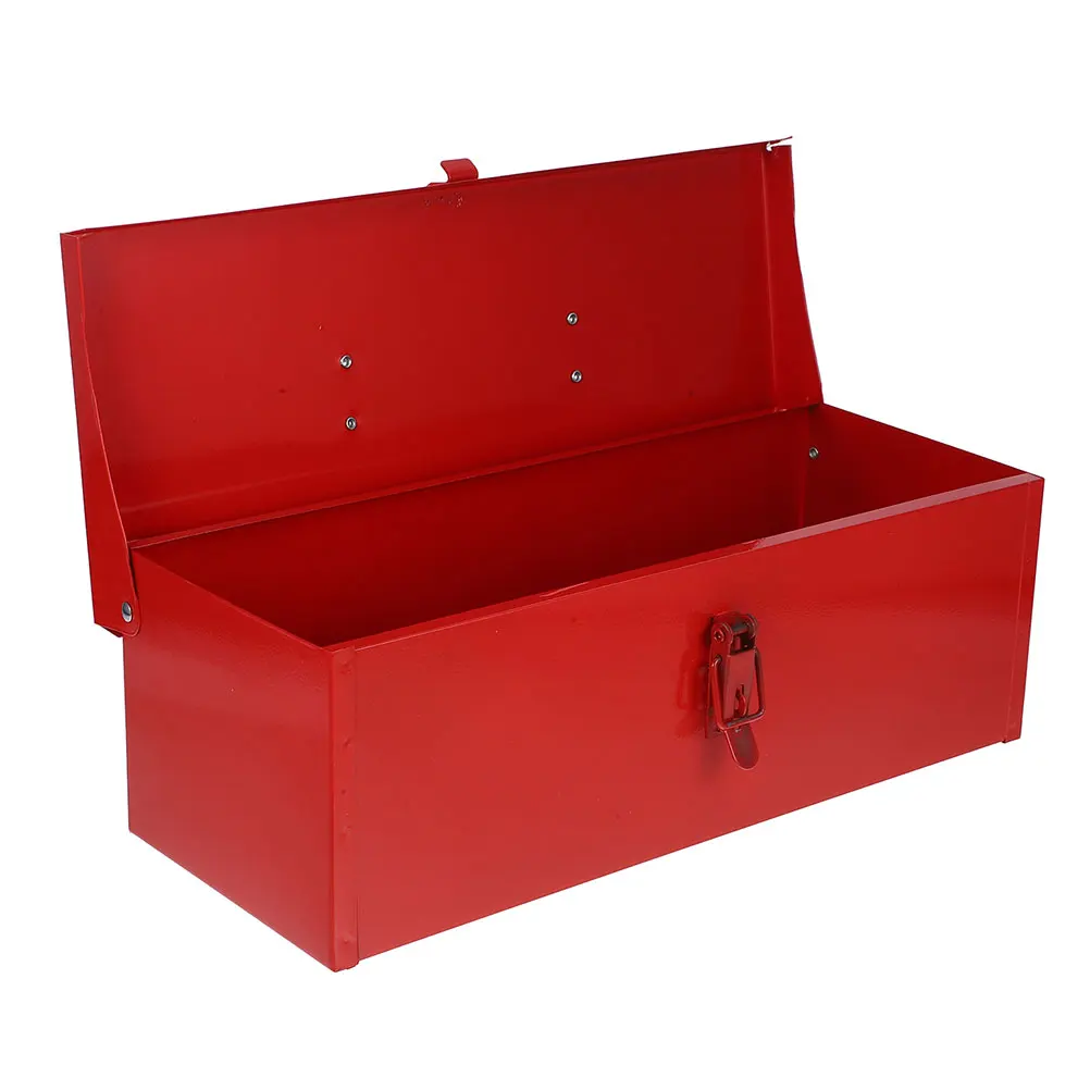 Red Metal Toolbox Thickened Iron Large Capacity Portable Tool Storage Case Durable Stylish Hardware Organizer