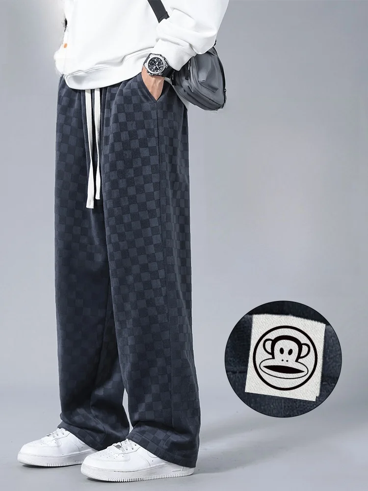 

PaulFrank American Casual Pants Men Spring Chessboard Design Loose Straight Leg Long Trousers Youthful Vitality Style Straigh...