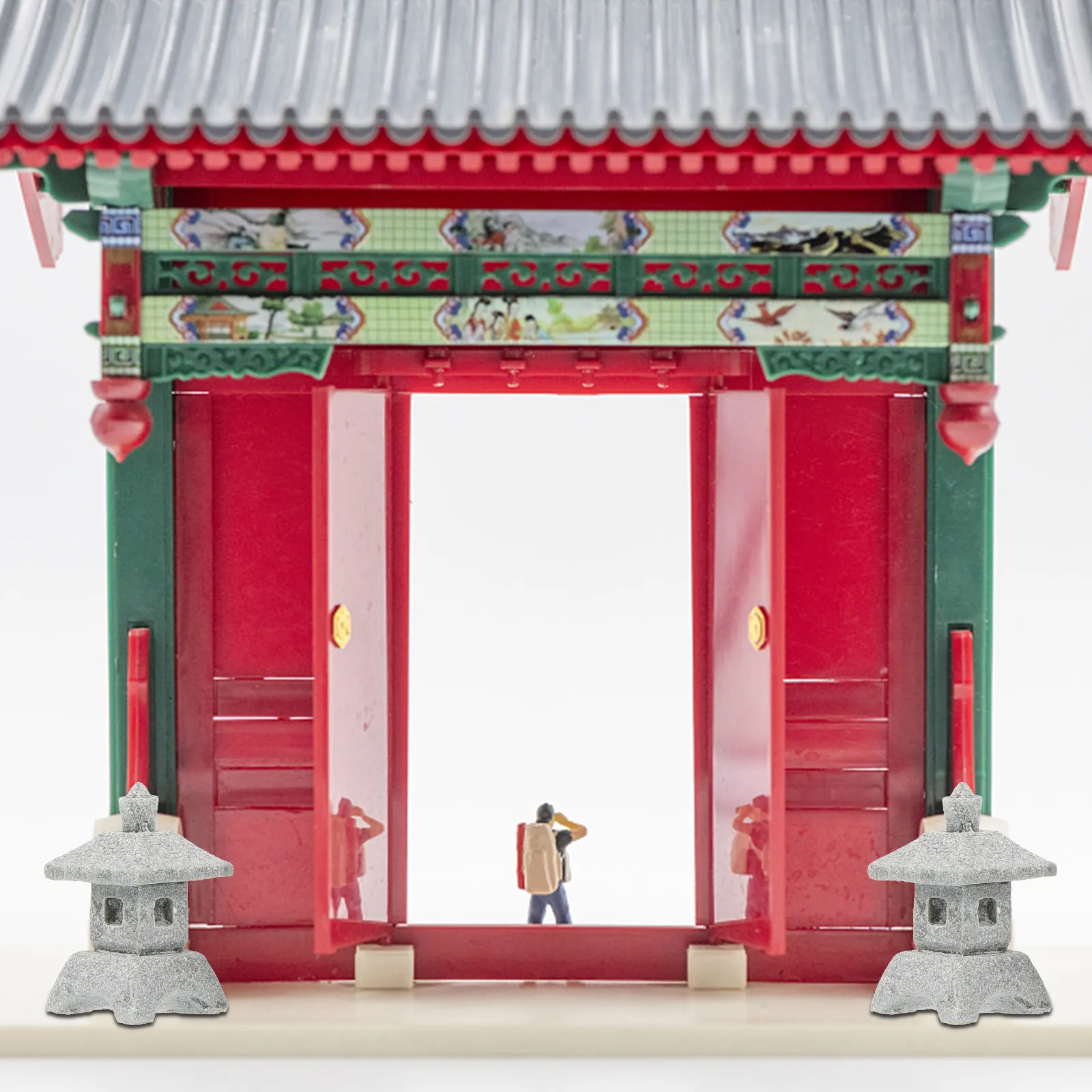 4Pcs Mini Pagoda Garden Statue Sandstone Decor Micro Landscape Succulent Moss Miniature Bonsai Garden Accessories