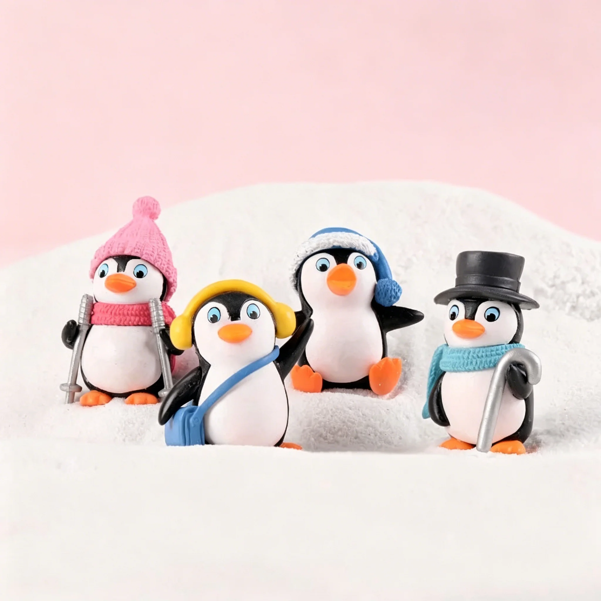 4Pcs Cute Cartoon Penguin Miniatures, Winter Penguin Toys for Micro Landscape & DIY Crafts