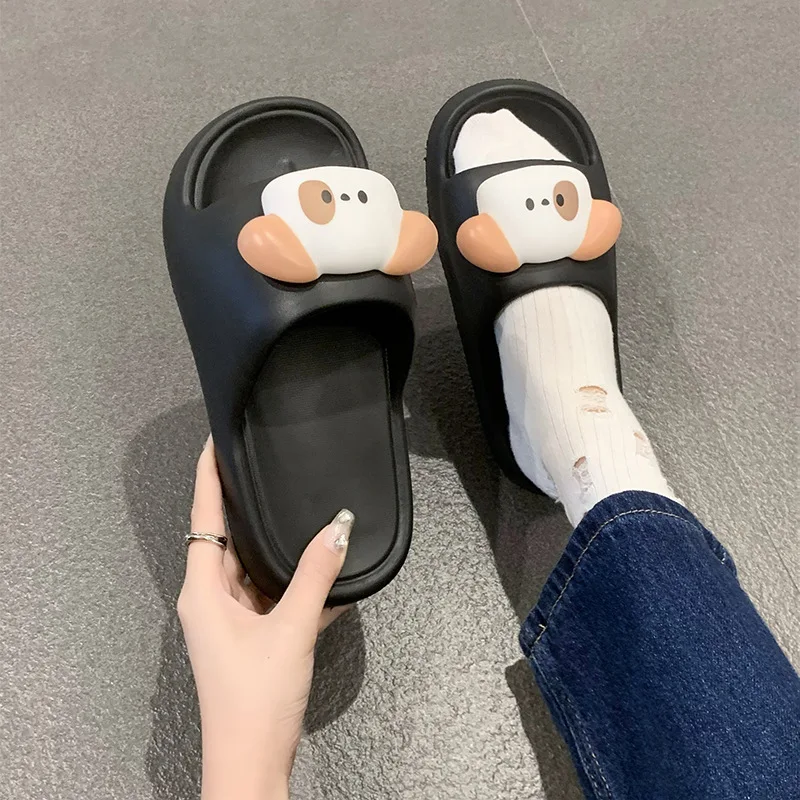 Cute slippers for girls, summer new style, indoor home, stepping on poop, thick bottom, anti slip, outdoor cool slippers