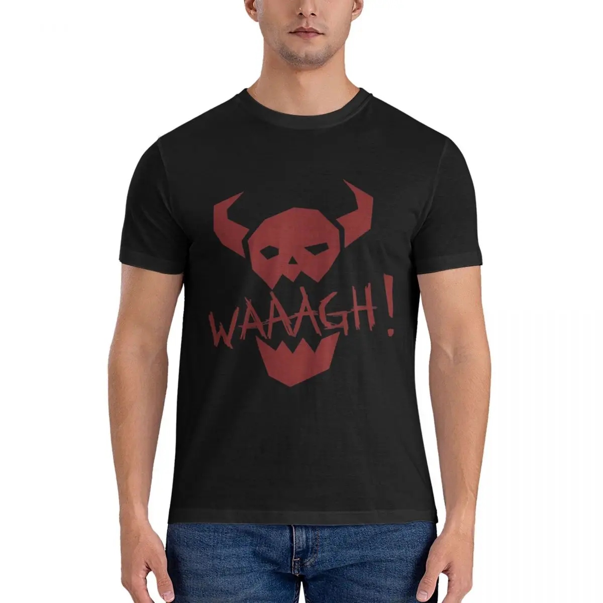 Ork WAAAGH T Shirts Men Pure Cotton T-Shirt Round Neck W-Warhammer 40k Tee Shirt Sleeve clothing official-website tops fugees