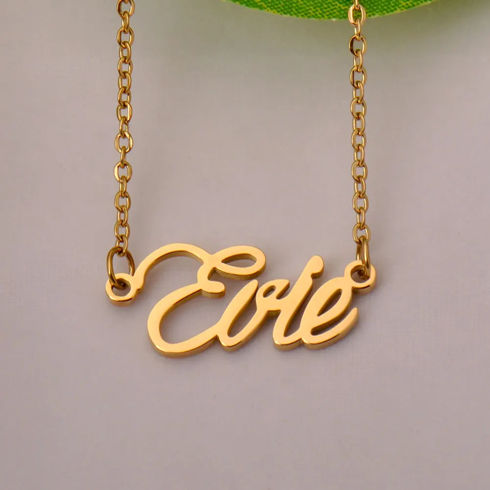 

AOLOSHOW Dainty Evie Gold Name Necklace Personalized Stainless Steel Pendant for Women Birthday Wedding Christmas Gift