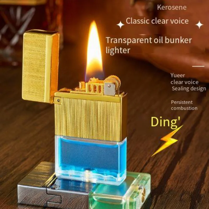 Transparent Oil Tank Kerosene Lighter Windproof, Crisp and Loud, Old-fashioned Grinding Wheel Lighter, Wholesale Tools Available