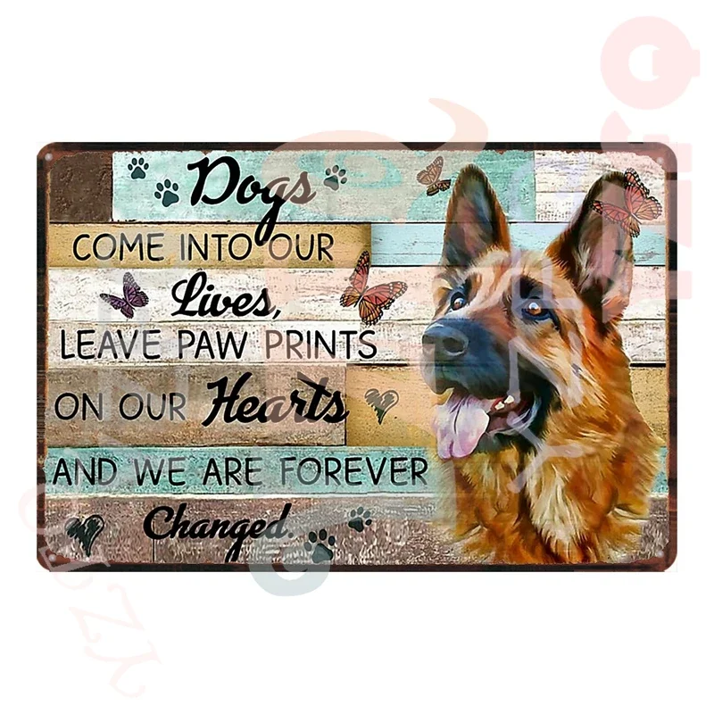 Corgi Pug Pit Bull Poodle Siberian Husky Metal Tin Sign Pub Bar Home Decor German Shepherd Art Poster Wall Plate TU-105A