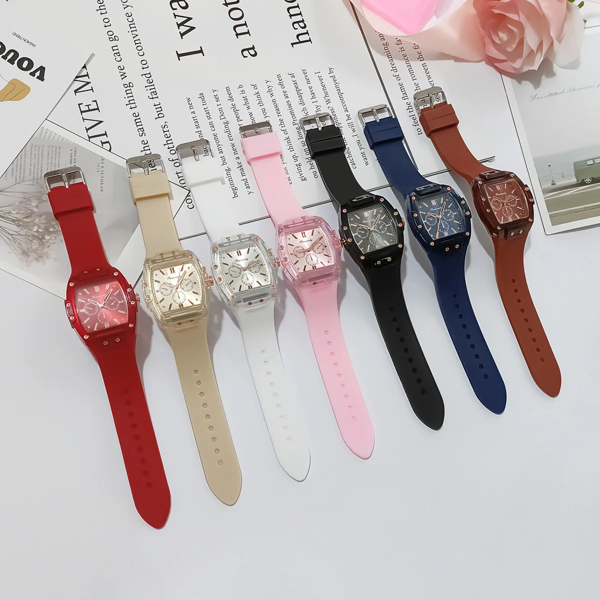 

New Unisex Stylish Simple Student Silicone Band Mixed Scale Watch Quartz Wristwatches Ladies Casual Fashion Watches