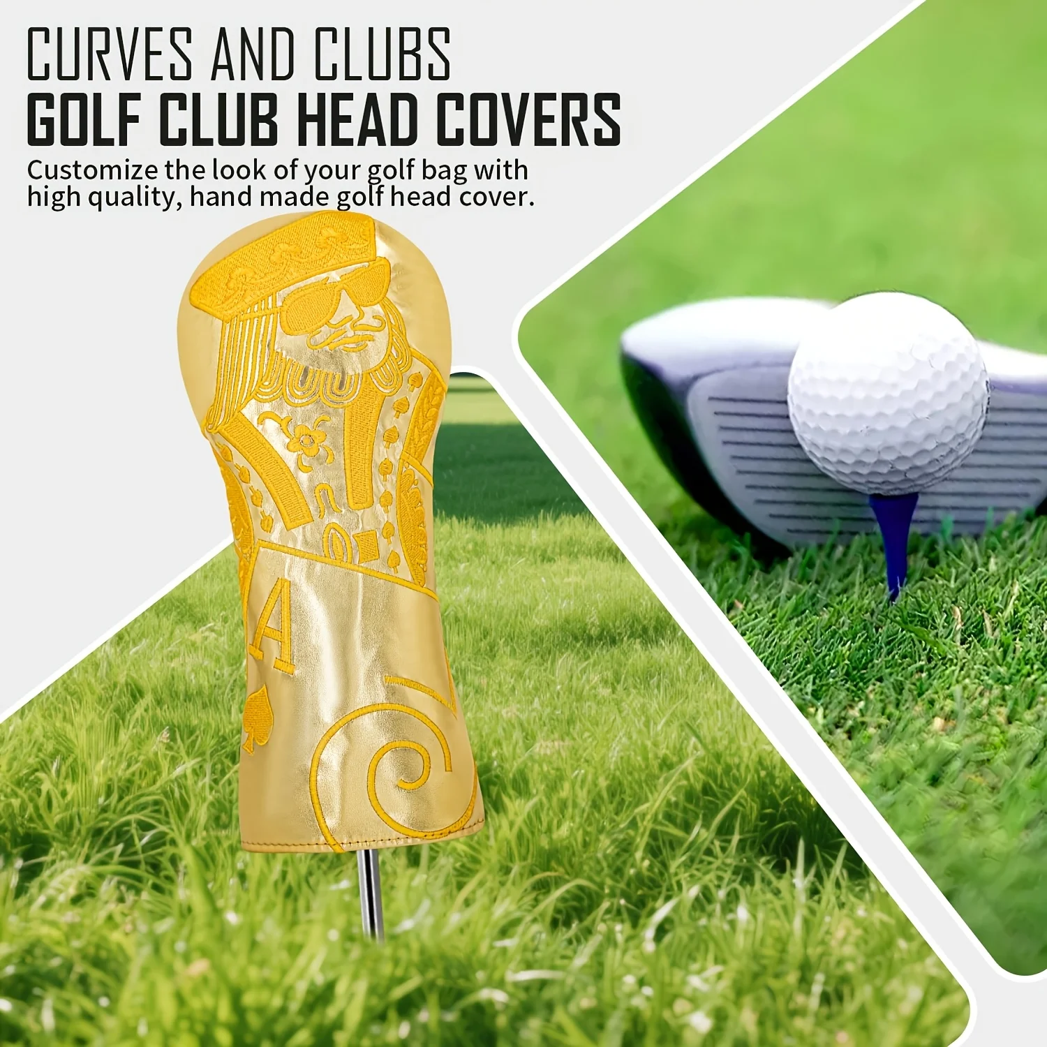 1pc/3pcs Playing Cards JQK Style Golf Head Covers, Fits Driver, Fairway Wood And Hybrid Clubs.Universal Design for Men And Women image 5