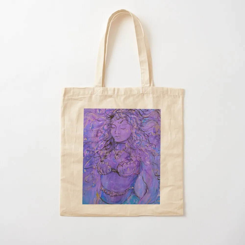 Purple Mermaid Queen of the Sea Tote Bag cute tote bag eco bag folding woman shopping
