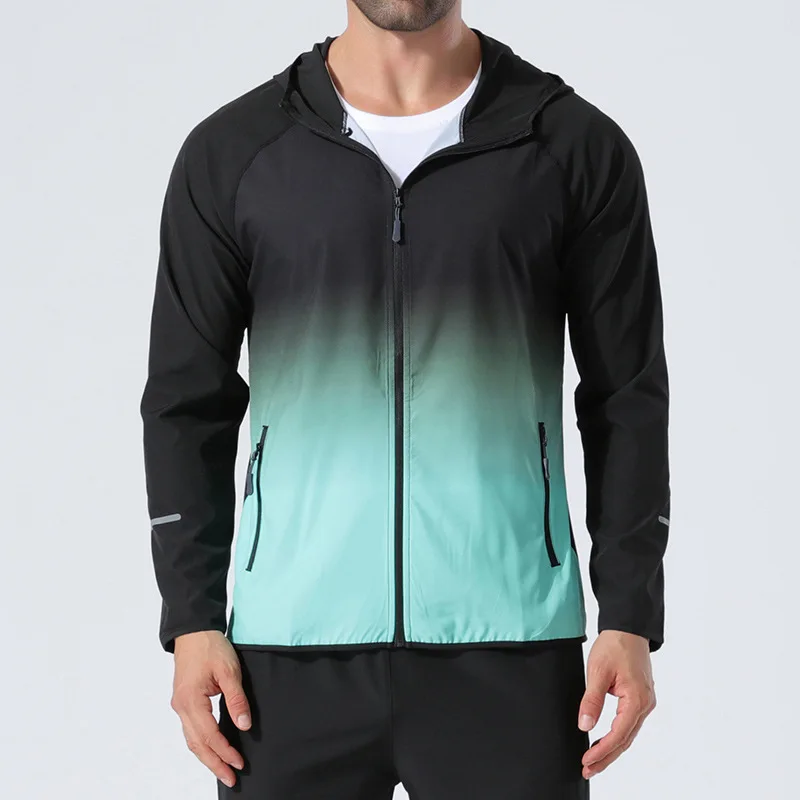 

Sporty Lightweight Breathable Men's Windbreaker Outdoor Climbing Sun Protection Casual Long Sleeve Gradient Skin Coat