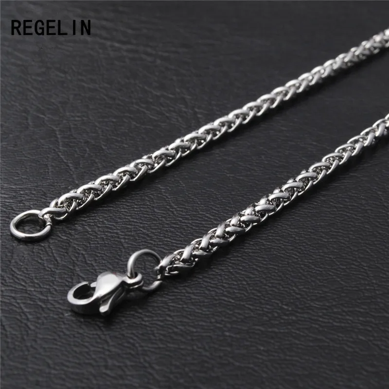 REGELIN nowy 50/60/70/80cm długość łańcuszek ze stali nierdzewnej zatrzaski karabińczyki proste łańcuszki naszyjnik dla mężczyzn Party