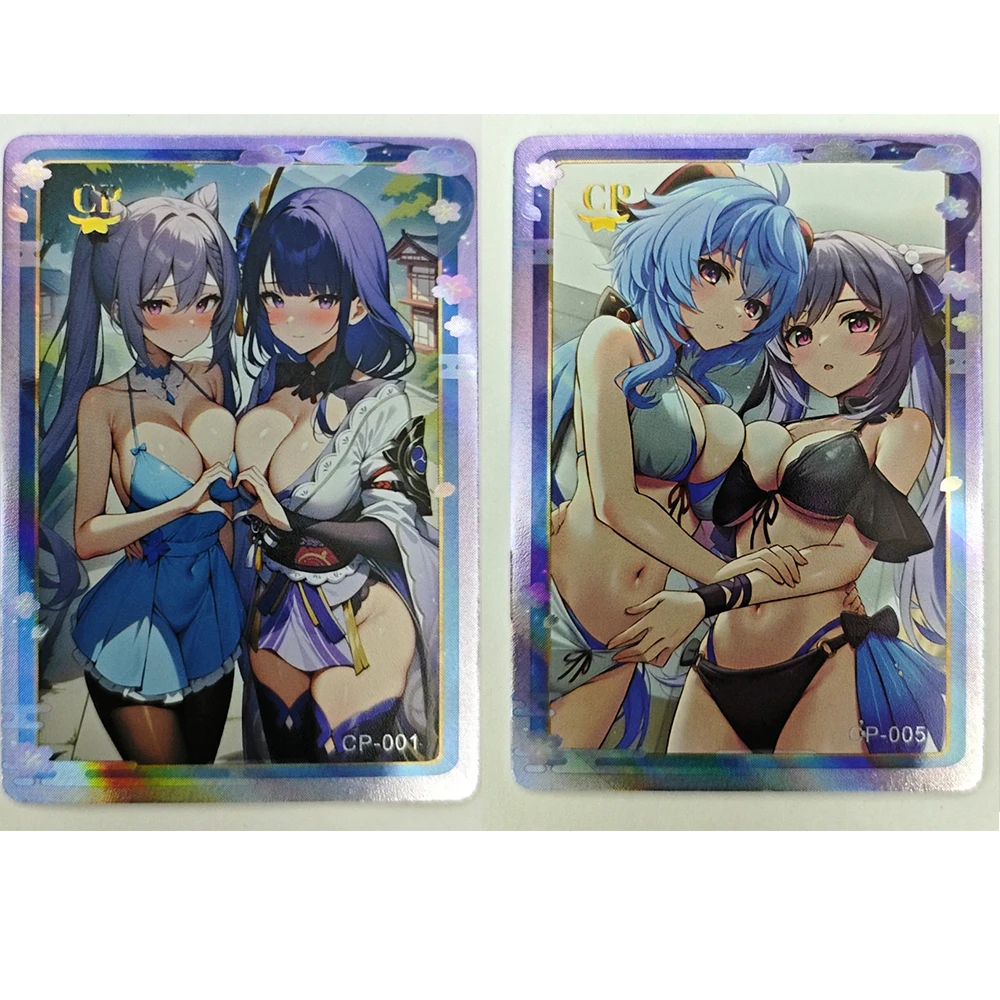 Anime Goddess Story CP Keqing Raiden Shogun Fischl Barbara Layla Sexy Collectible Card Christmas Birthday Gift Board Game