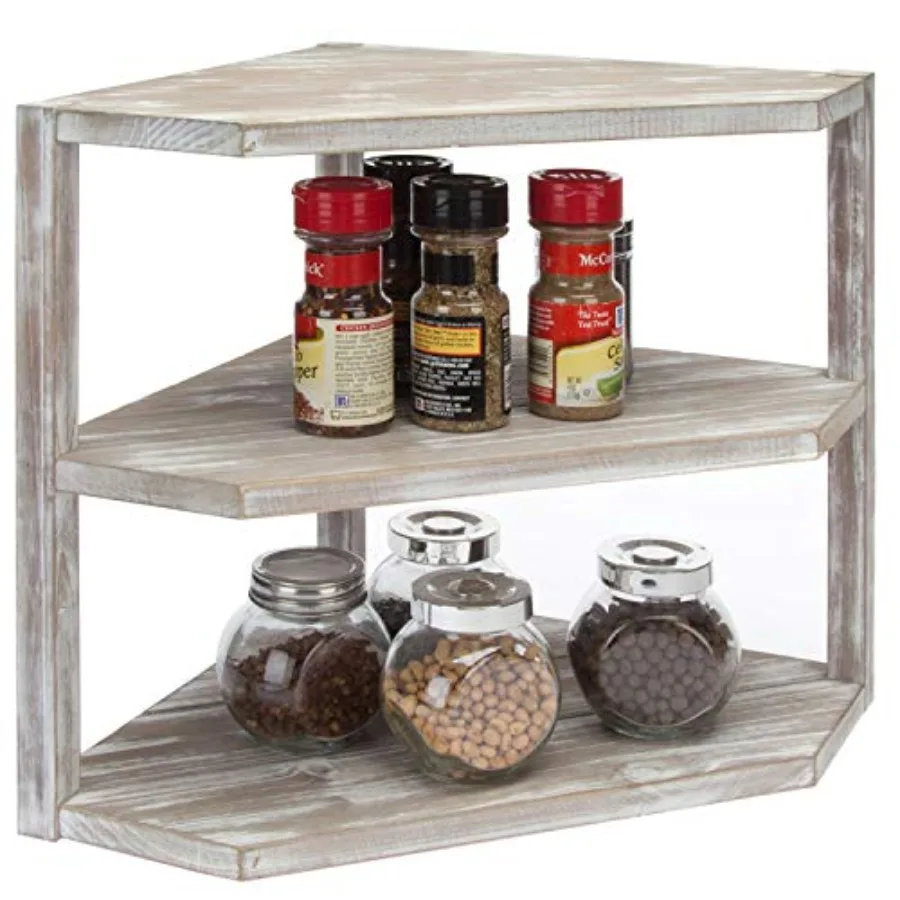 

3 Tier Counter Corner Shelf for Kitchen, Countertop Spice Rack, Dish Plate and Bread and Fruit Storage Organizer Condiment Shel