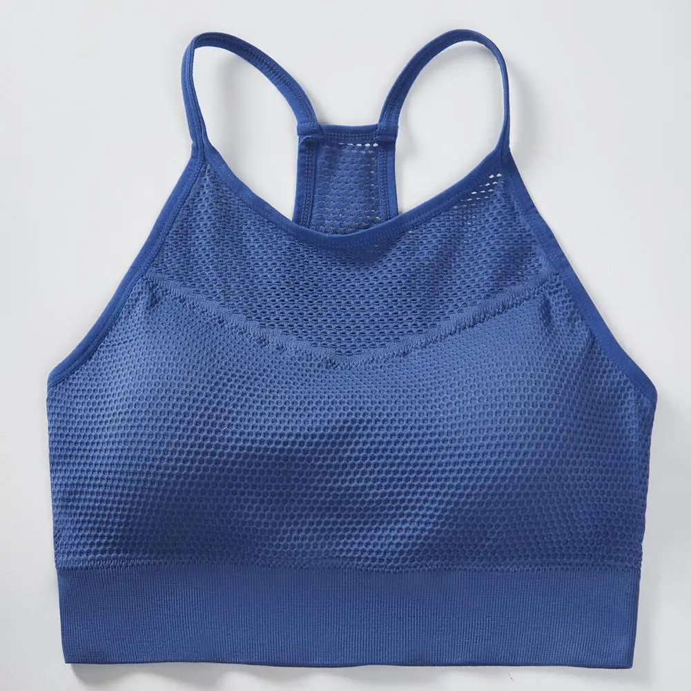 High Elastic Bra Women’s Wirefree Sports Bra Padded Racerback Support Bra Mesh Workout Crop Tank Top for Yoga Running Fitness