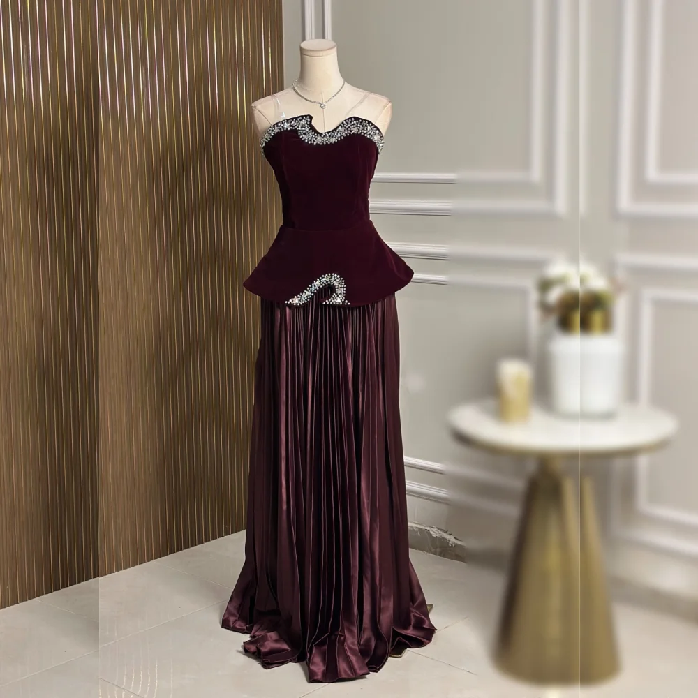 

Customized High Quality Formal Evening Dress Glitter Chic Strapless A-line Long Dresses Bespoke Occasion Prom Elegant Party