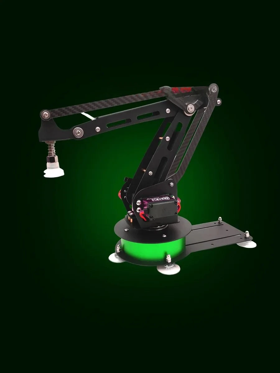 4 Dof Robot Arm Carbon Fiber Stainless Steel Servo Mechanical Arm for Arduino Programmable Robot Arm Support Suction Cup or Claw