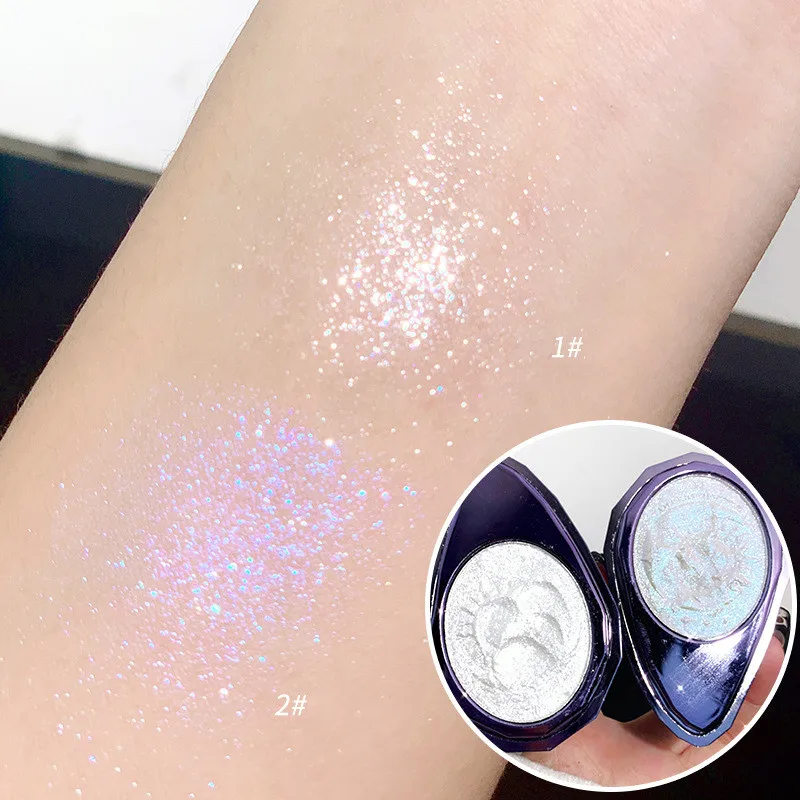 Monochrome Diamond Glitter Highlighter Palette Makeup Face and Body Brighten Pearlescent White Polarized Purple Highlight Makeup