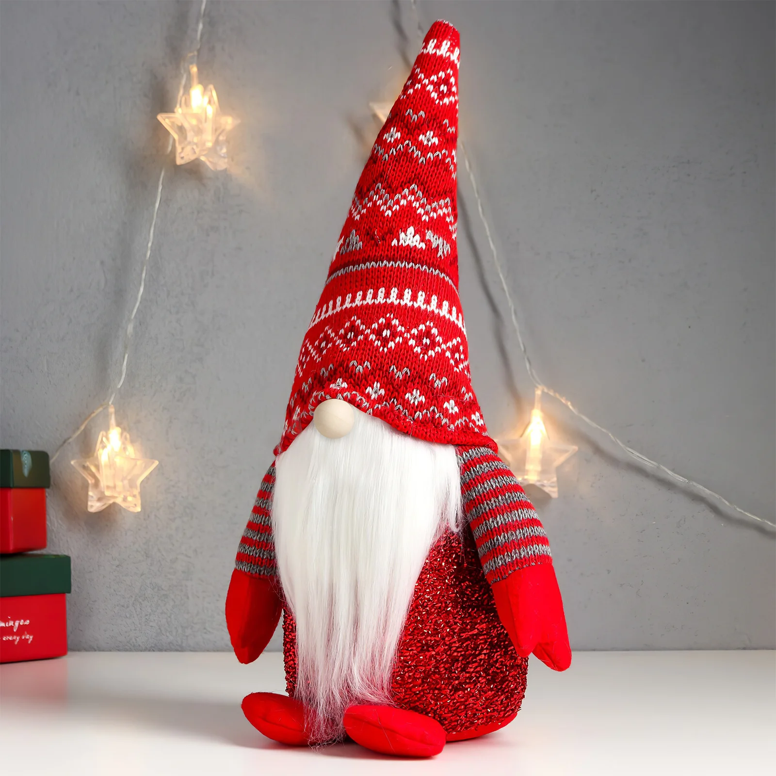 

DIY Christmas Gnome Craft Kit Faux Fur Beards Wooden Balls Materials for Dwarf Costume Party Accessory Holiday Decorations