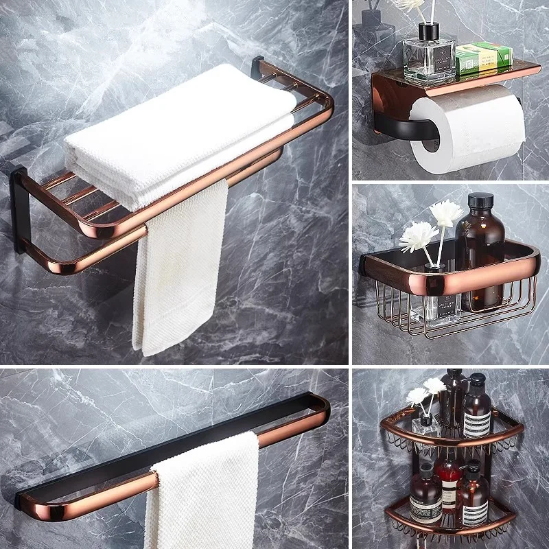 

Brass Rose Gold Black Bathroom Shelf Toilet Brush Paper Holder,Towel Bar,Soap Holder,Towel Rack,Towel Hook bathroom Hardware