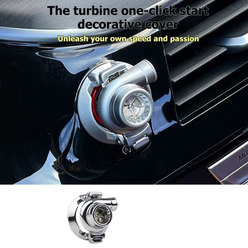 Super Sale Metal Turbo Shaped Flip Cover Start Button Push Start Auto Ignition Button Cover Car Engine Push Start Stop Cover