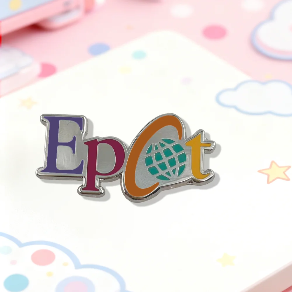 Epcot Theme Park Badge Future World Brooch Cartoon English Letter Lapel Pin Pin High End Backpack Small Accessories Ideal Gift
