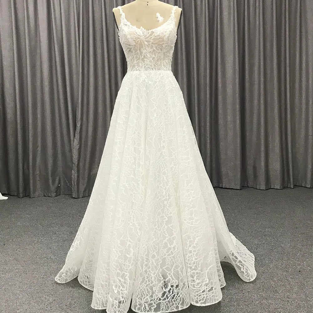 

Customized A Line Floor Length Backless Beading Bridal Gown Princess Wedding Dress Hx07