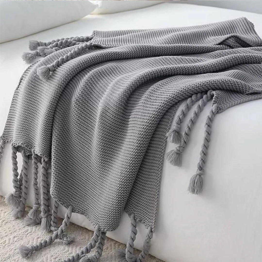 Nordic-style Sofa Blanket Handmade Braided Bed End Blanket for Homestay Bed Cover Hotel Bed End Scarf Knitted Blanket