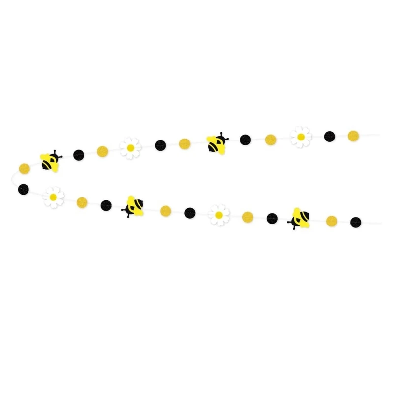 Bee Theme Party Bee Daisy Dots Paper Pull Flower Bedroom Garden Birthday Wedding Baby Shower Party Hanging Bunting Garland Decor