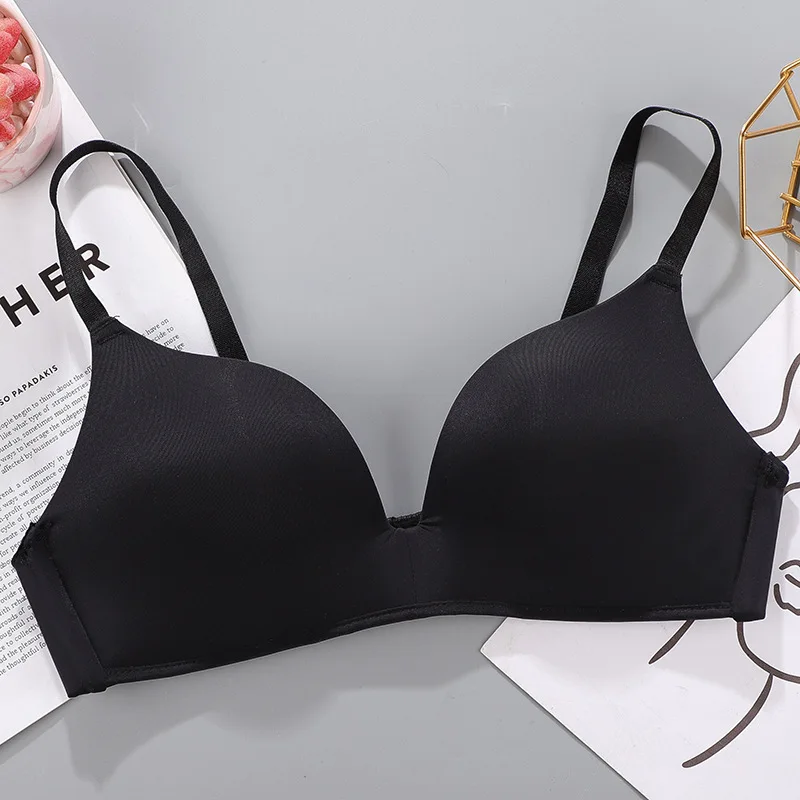 Ropa interior Sexy sin aros para mujer, sujetador sin costuras para estudiantes, sujetador fino transpirable, lencería fruncida