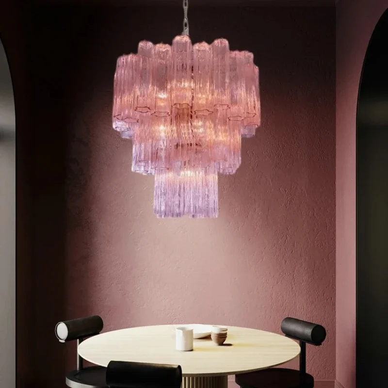 

French minimalist living room lamp glass vintage villa chandelier American master bedroom study lamp