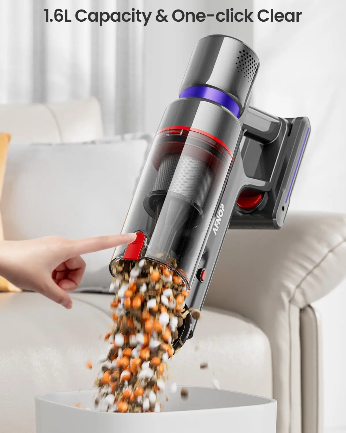 Vacuum Cleaner, 45Kpa 550W 60Mins Vacuum Cleaners for Home, Stick Vacuum with LED Touch Screen, Anti-tangle Wireless Va