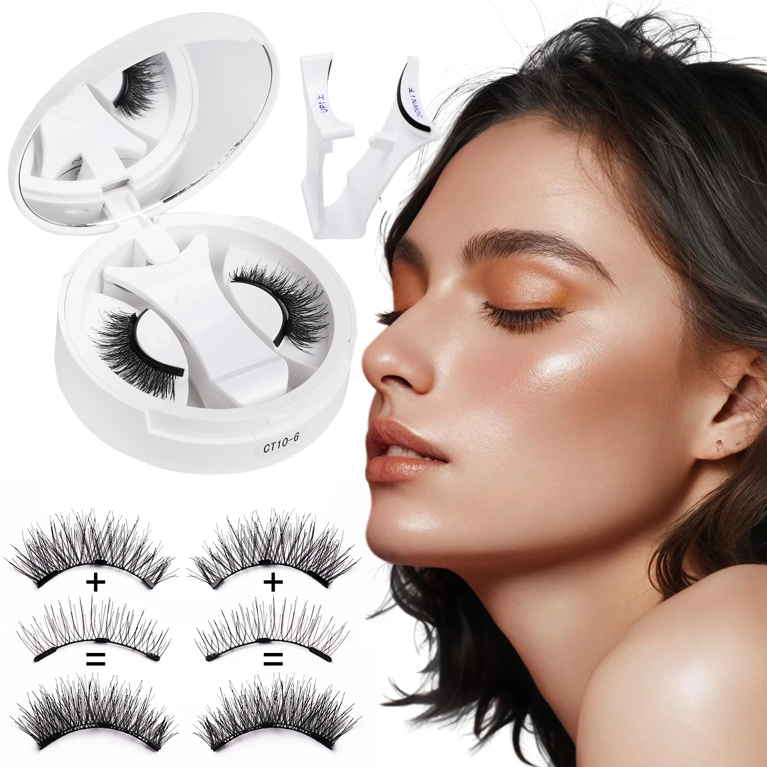 Conjunto de cílios magnéticos reutilizáveis, fáceis de usar, ferramentas de extensão de cílios, modelador natural, cílios postiços com pinça magnética