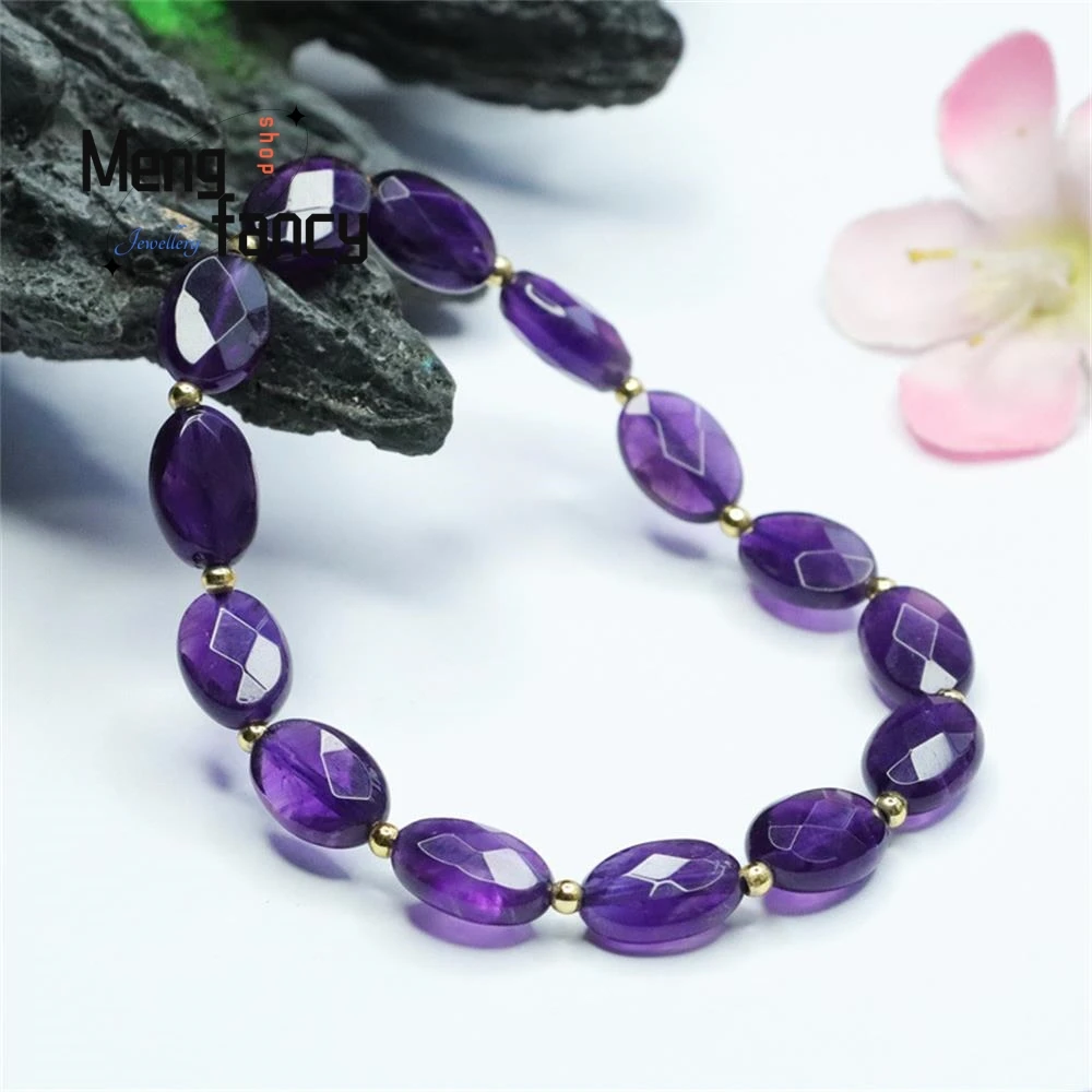 

Natural Amethyst Strand Faceted Exquisite Elegant Bracelet Single Loop Colourful High-grade Simple Charms Fashion Fine Jewellery