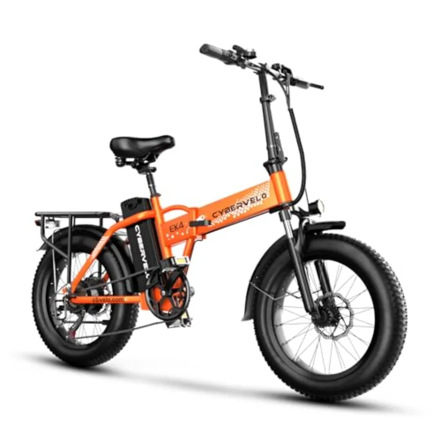 

1000W Folding Electric Bike 48V 20.8AH Large Removable Battery E-Bike 30+MPH 80 Miles Max Range 20 Fat Tire Electric Bike for A