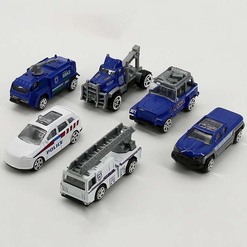 Kids Puzzle Toys New Mini Alloy Engineering Vehicle Toys Model Simulation Police Car Fire Engine Truck Series Pull Back Car Toys