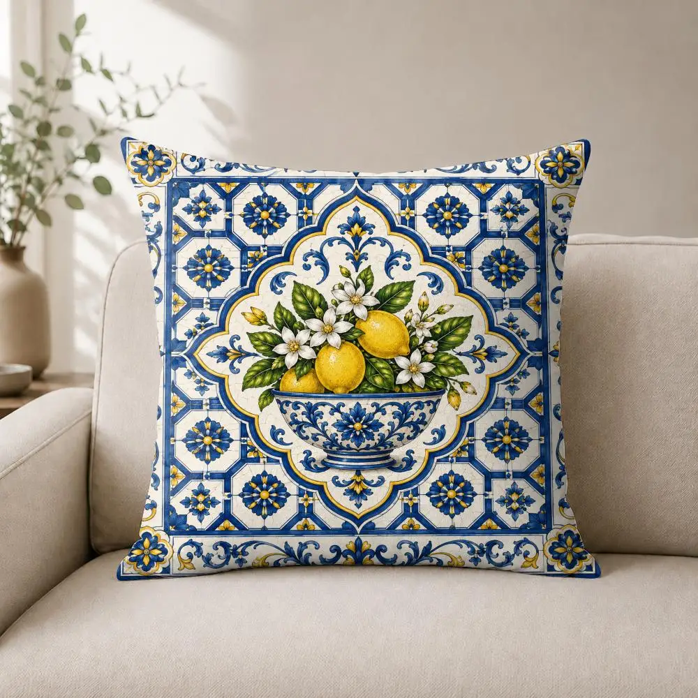 Amalfi Lemon Cushion Cover Luxury Soft Plush Short Fur Cushion Case Warm Cozy Sofa Bed Decorative Home