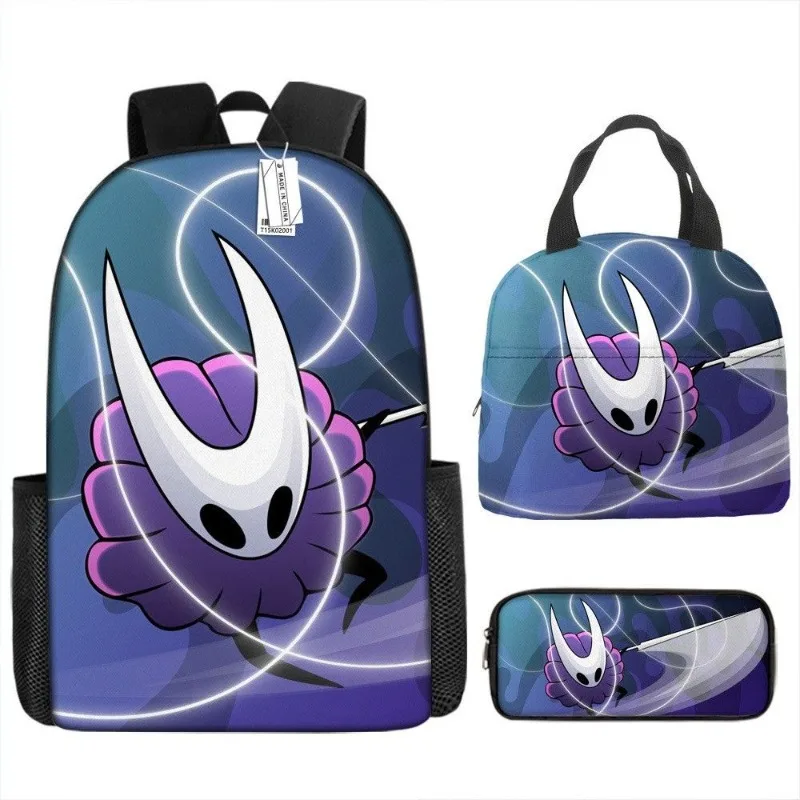 

3pcs Hollow Knight Anime Backpacks Lunch Bag Pencil Case Set Student Stationery Large Capacity Schoolbag Gift