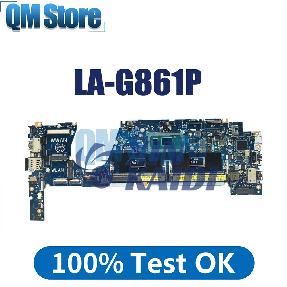 

Notebook Mainboard For Dell Latitude LA-G861P 7370 0HX8XK 09XFPT 0TCDGC 0HX8XK Laptop Motherboard CPU i5 i7 8th Gen