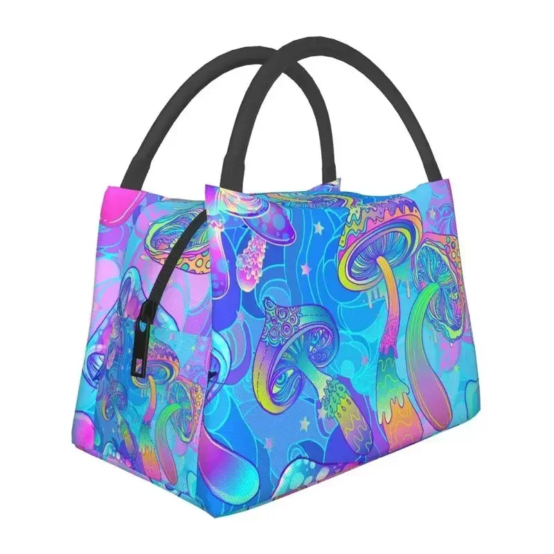 

Magic Mushroom Psychedelic Lunch Bags Women Cooler Thermal Insulated Lunch Box for Picnic Camping Work Travel