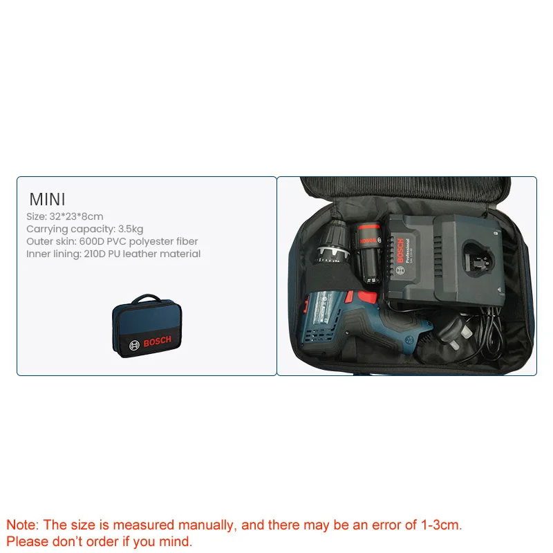 Imagem -02 - Bosch T-bag Mini Bolsa de Ferramentas de Lona Impermeável Resistente ao Desgaste Portátil Eletricista Kit de Ferramentas de Manutenção Especial Bolsa de Armazenamento