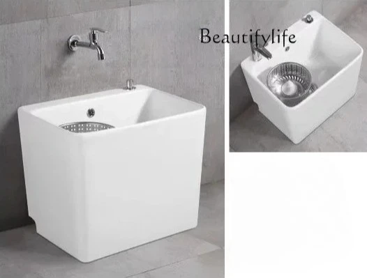 

Muebles para hogar Подвесная раковина с высокой спинкой, удерживающая воду передняя раковина, умывальник для маленькой квартиры, бытовая простая швабра для бассейна